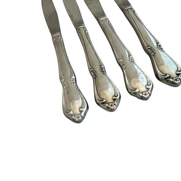 Oneidacraft Deluxe Stainless Flatware Set Chateau Floral 4 Classic Butter Knives - Picture 4 of 7